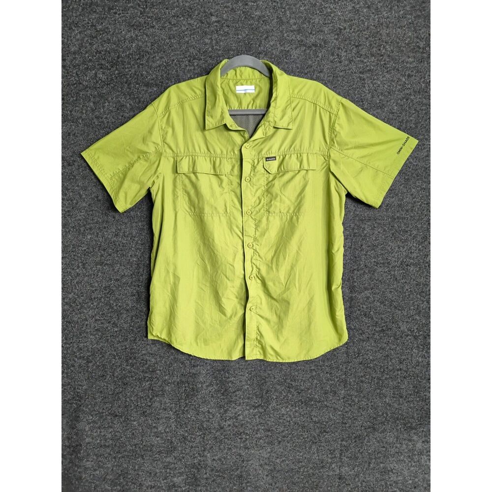 Columbia PFG Men's Lime Green Short Sleeve Button Down Fishing Shirt Size Large